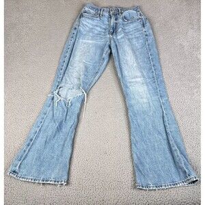 American Eagle High Rise 90s Flare Jeans Womens 2 Blue Distressed 24 x 28